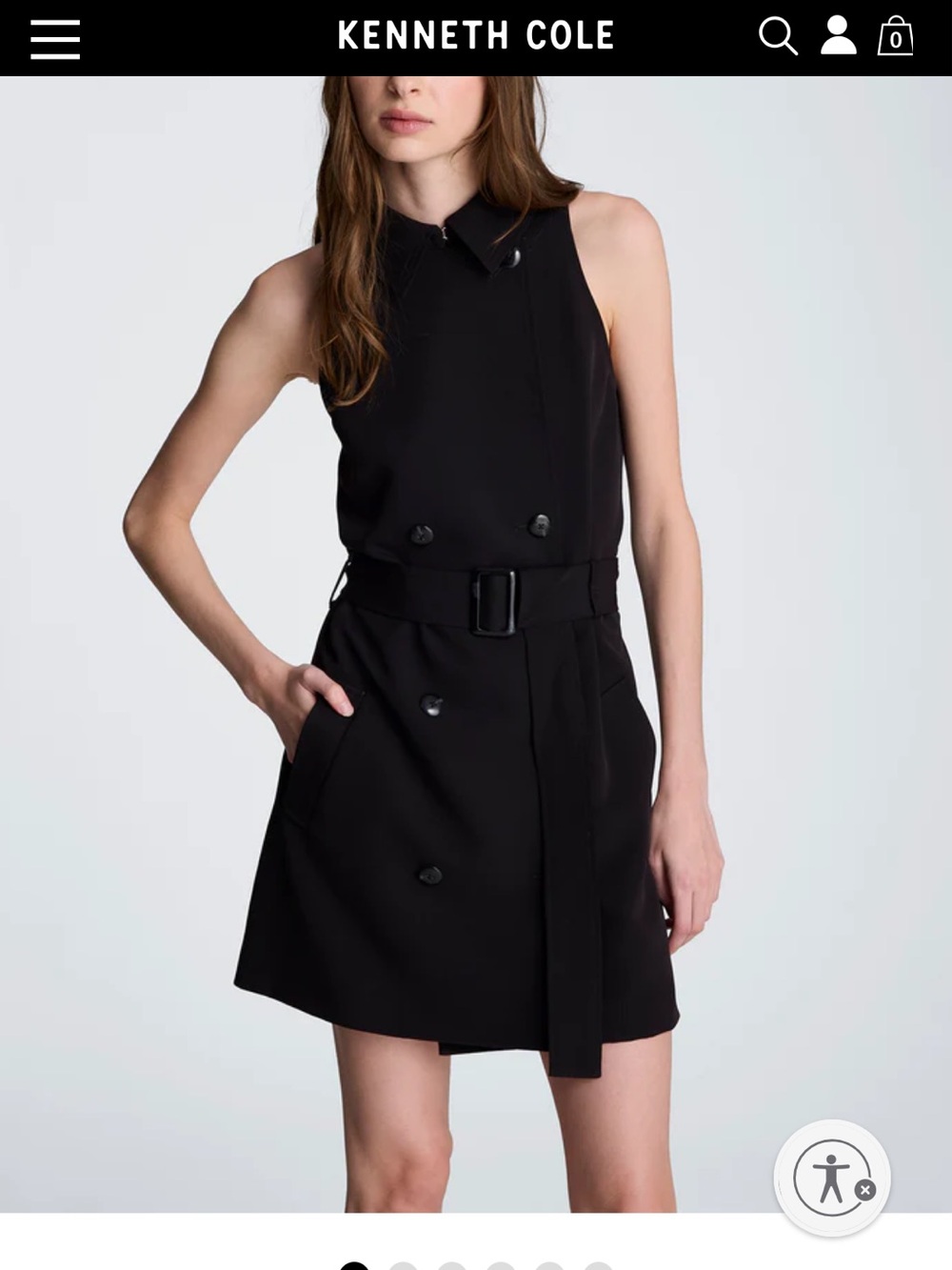 Kenneth Cole Black Sleeveless Belted Trench-Style Mini Dress